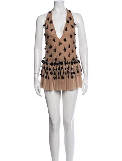 Pre-owned Diotima Patterned Mini Dress In Brown/neutrals