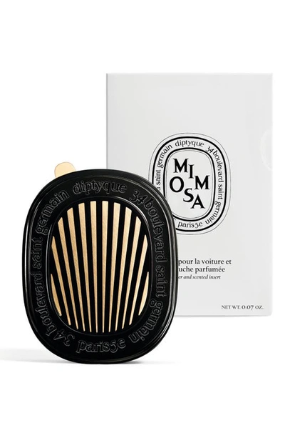 Diptyque Mimosa Car Fragrance Diffuser & Refill Insert Set In Black