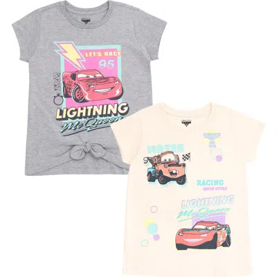 Disney Cars Girls' 2-pack Short Sleeve Graphic T-shirts (toddler, Little Kid & Big Kid) In Gray