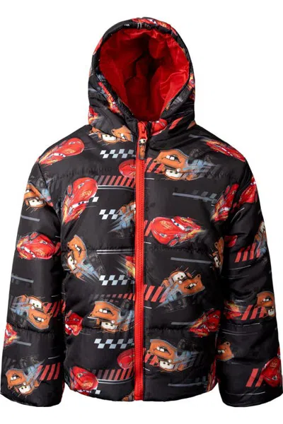 Disney Cars Hooded Zip-up Puffer Coat (toddler & Little Kid) In Black