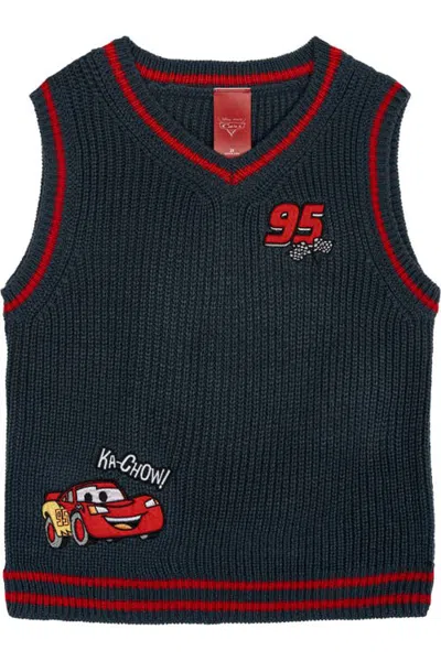 Disney Cars Lightning Mcqueen Varsity Sleeveless Sweater Vest (toddler & Little Kid) In Black