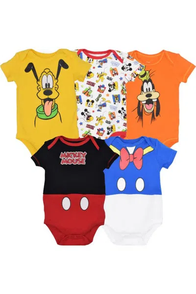Disney Babies'  Mickey Mouse & Friends Boys' 5-pack Short Sleeve Bodysuits In Multi