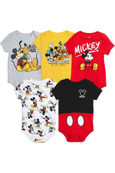 Disney Babies'  Mickey Mouse & Friends Boys' 5-pack Short Sleeve Bodysuits In Multi