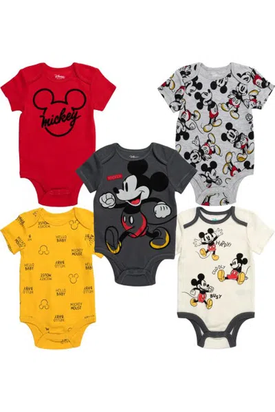 Disney Babies'  Mickey Mouse & Friends Boys' 5-pack Short Sleeve Bodysuits In Multi
