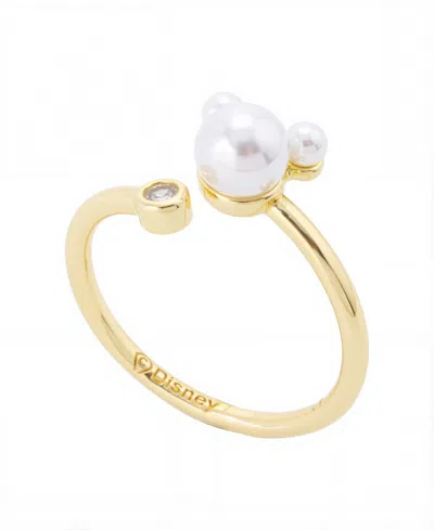Disney Mickey Mouse Cultivated Pearl And Cubic Zirconia Ring In Gold