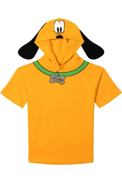 Disney Kids'  Mickey Mouse Pluto Hooded T-shirt In Yellow