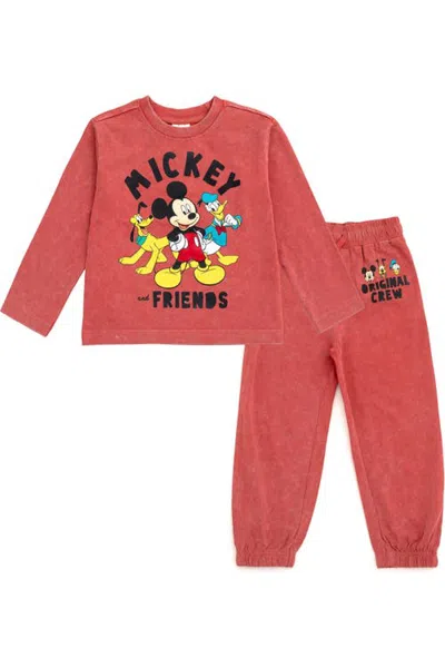 Disney Kids'  Mickey Mouse Tee And Wash Pants Set In Red