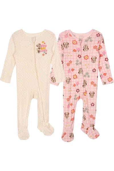 Disney Babies'  Minnie Mouse 2-pack Footed Sleep N' Play In Pink