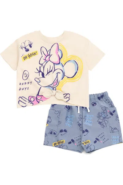 Disney Kids'  Minnie Mouse T-shirt And Chambray Shorts Set In Multi