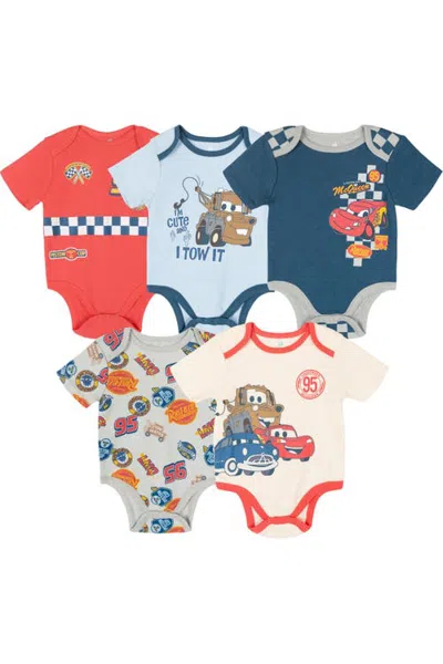 Disney Babies'  Pixar Boys' 5-pack Short Sleeve Bodysuits In Multi