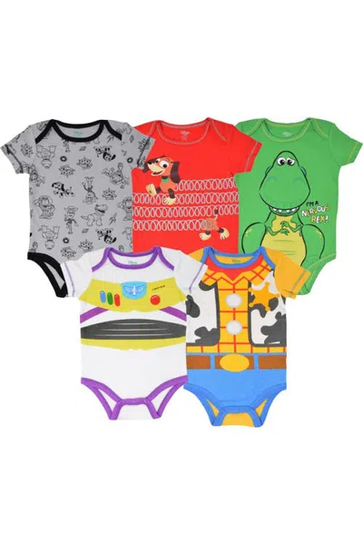 Disney Babies'  Pixar Boys' 5-pack Short Sleeve Bodysuits In Multi