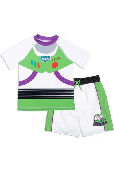 Disney Kids'  Toy Story Short Sleeve Rash Guard And Swim Trunks Set In Multi