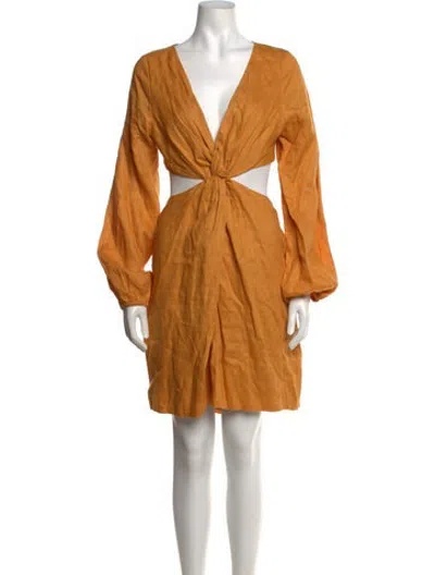 Pre-owned Dissh Linen Mini Dress W/ Tags In Orange/yellow