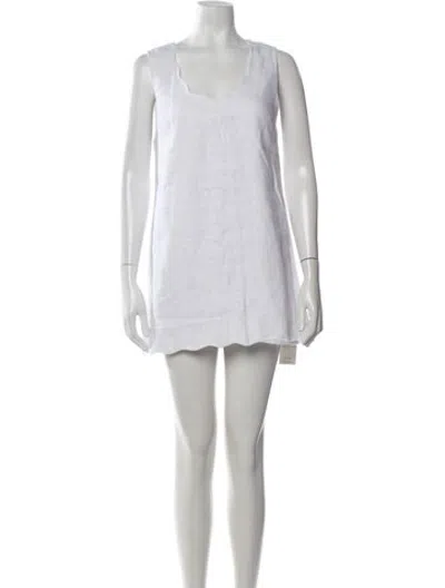 Pre-owned Dissh Linen Mini Dress In White