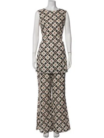 Pre-owned Dissh Linen Printed Pant Set W/ Tags In Neutrals