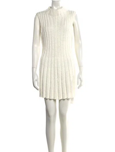 Pre-owned Dissh Mock Neck Mini Dress In Neutrals