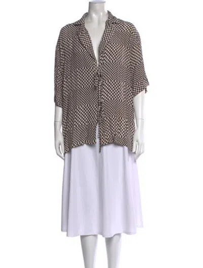 Pre-owned Dissh Plaid Print V-neck Top In Multicolor