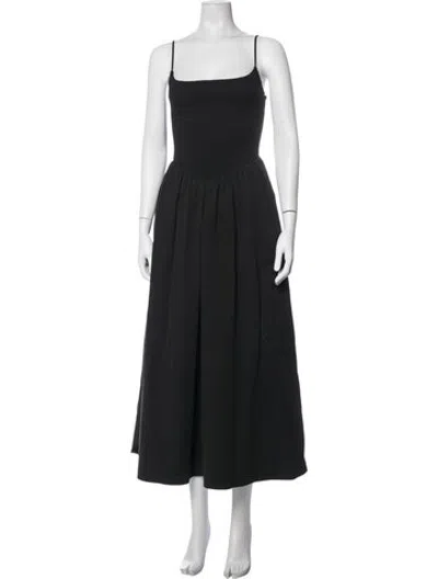 Pre-owned Dissh Square Neckline Midi Length Dress In Black