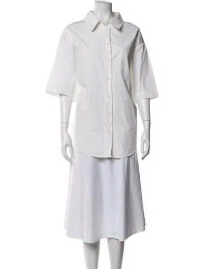 Pre-owned Dissh Three-quarter Sleeve Button-up Top In White