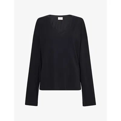 Dissh Womens Darina V-neck Cotton Top Black