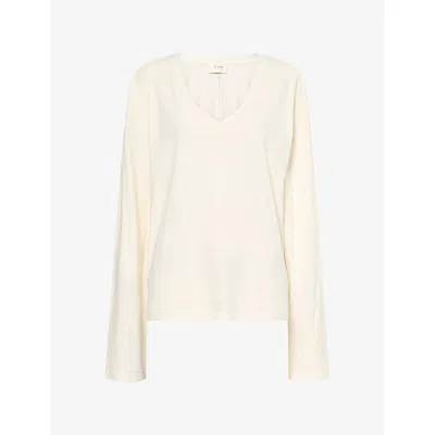 Dissh Womens Darina V-neck Cotton Top Cream