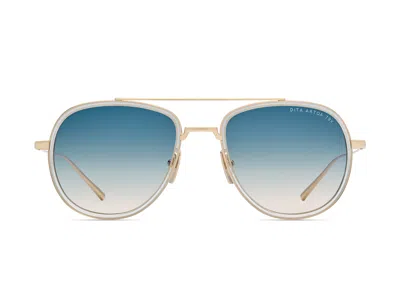Dita Blue Artoa.79x Gradient Gold Frame Aviator Sunglasses
