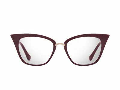 Dita Burgundy Rebella Gold Detail Cat-eye Sunglasses In White