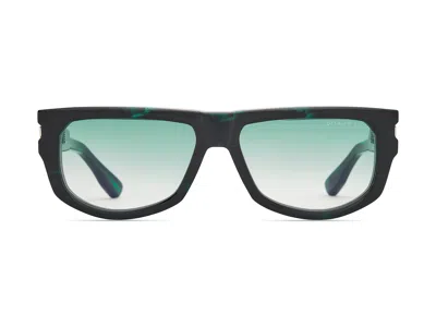 Dita Dark Green Pridm Gradient Square Acetate Sunglasses In Black