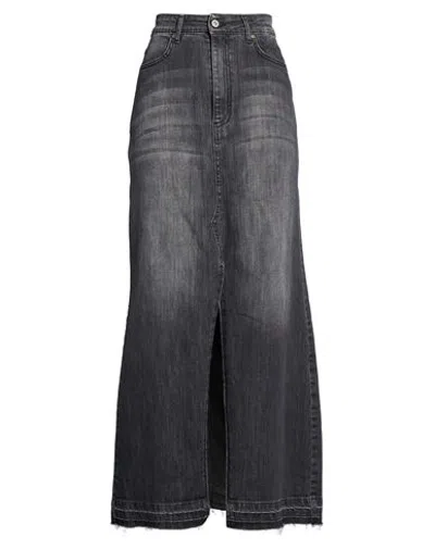Dixie Woman Denim Skirt Black Size Xs Cotton, Elastane