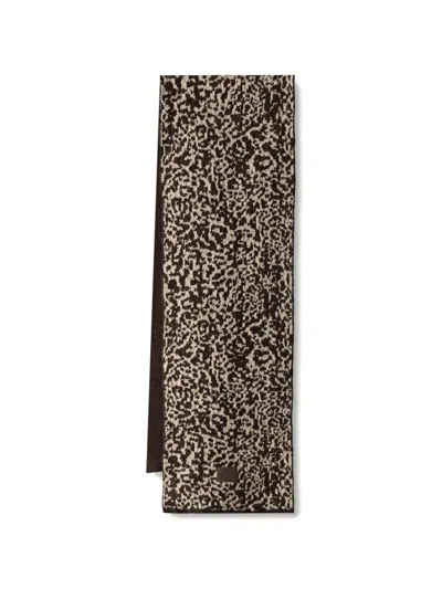 Dkny Animal-pattern Knitted Scarf In Brown
