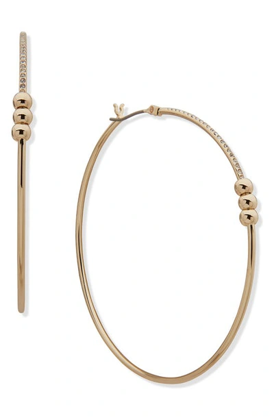 Dkny Ball Hoop Earrings In Gold/ Crystal