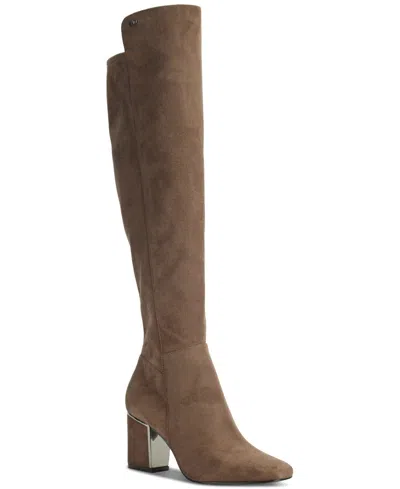 Dkny Cilli K3302197 Boots Women's Brown Faux Suede Over-the-knee Bootie Lion25