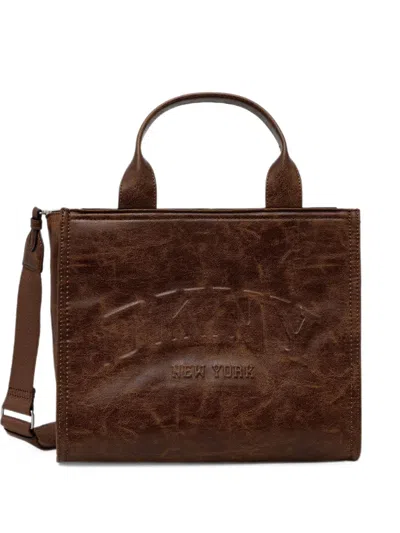 Dkny Embossed Logo Tote Bag In Brown