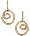 Dkny Gold-tone Large Pave Crystal Twist Drop Earrings In White
