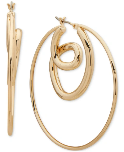 Dkny Gold-tone Medium Twist Hoop Earrings, 1.7"