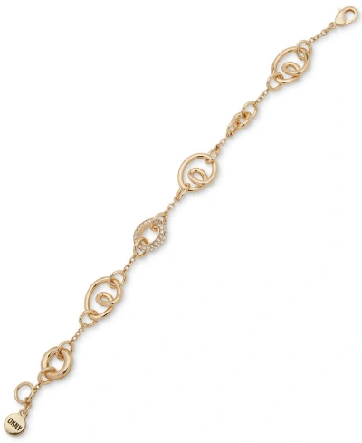 Dkny Gold-tone Pave Ring & Twist Flex Bracelet In Gold/ Crystal
