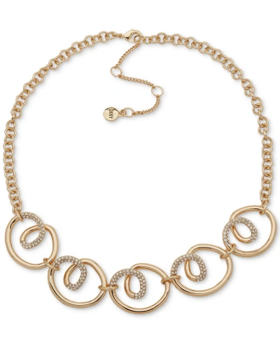 Dkny Gold-tone Pave Twist Statement Necklace, 16" + 3" Extender In White