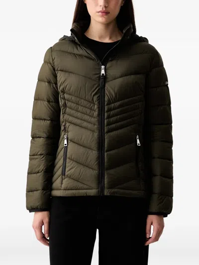 Dkny Hooded Quilted Jacket In Multi
