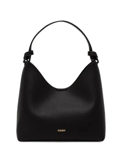 Dkny Knot-detail Pebbled-effect Tote Bag In Black