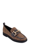 Dkny Logo Jacquard Buckle Loafer In Brown/ Espresso