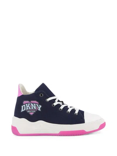 Dkny Kids' Logo-patch High-top Sneakers In Animal Print