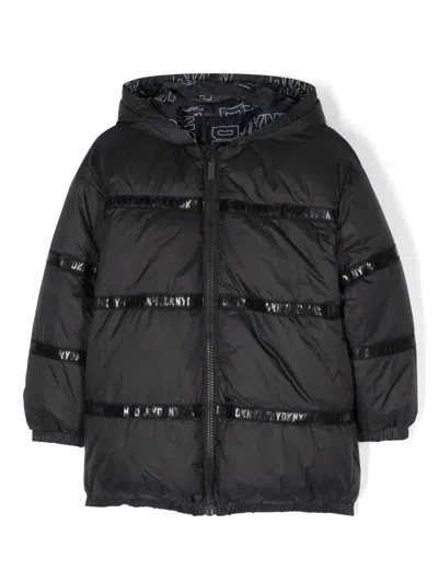 Dkny Kids' Logo-print Reversible Padded Jacket In Black