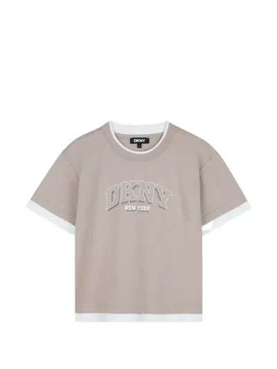 Dkny Kids' Logo-print T-shirt In Neutral