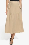 Dkny Organza Cargo Midi Skirt In Sandalwood