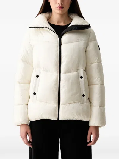 Dkny Quilted High-neck Jacket In White