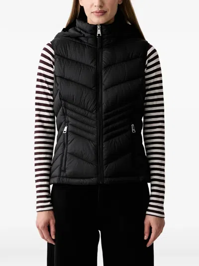 Dkny Quilted Hooded Gilet In Black