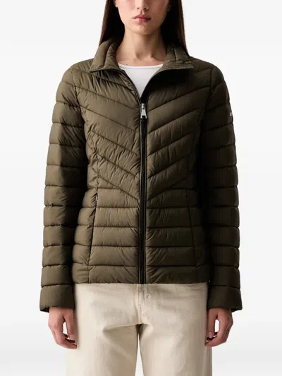 Dkny Quilted Puffer Jacket In Brown