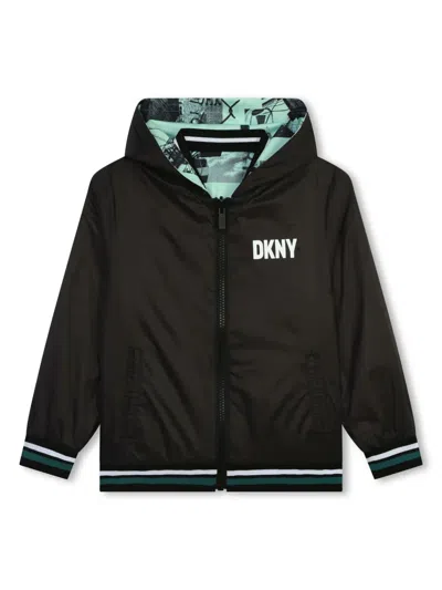 Dkny Kids' Reversible Graphic-print Jacket In Green
