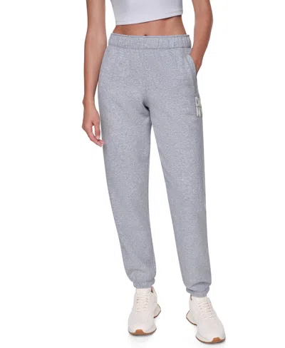 Dkny Sport Women's Chenille Applique Logo Mid Rise Joggers In Gray