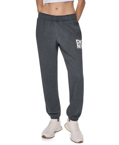 Dkny Sport Women's Chenille Applique Logo Mid Rise Joggers In White